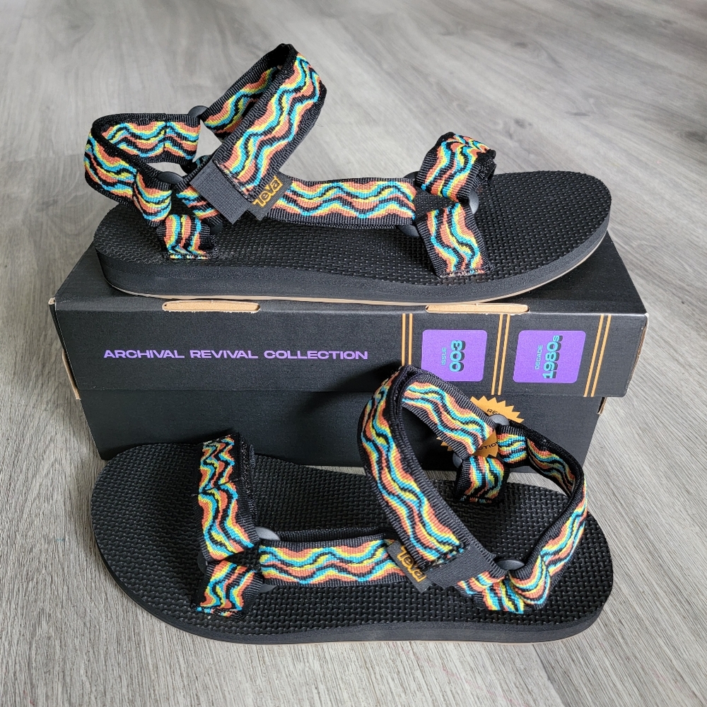 Teva Black/Colorful Sporty Sandals with Adjustable Straps